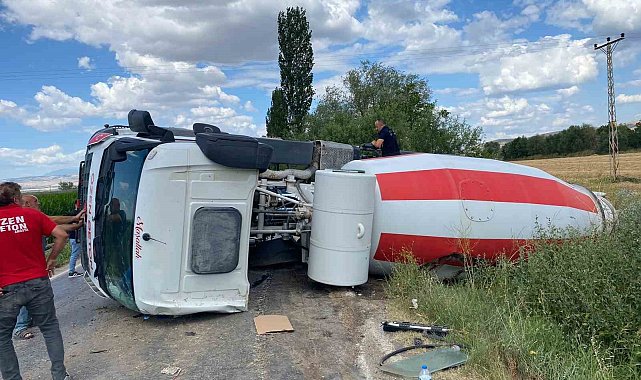 Amasya'da beton mikseri devrildi: 1 yaralı