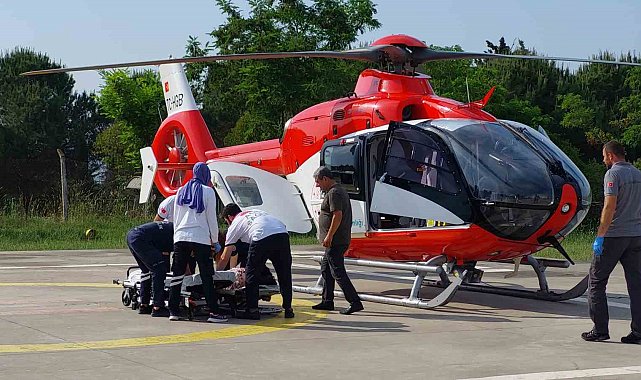 Ambulans helikopterler erken doğum riski olan genç kadın için havalandı