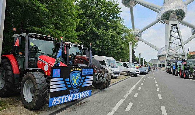 Avrupalı çiftçilerden Brüksel'de traktörlü protesto