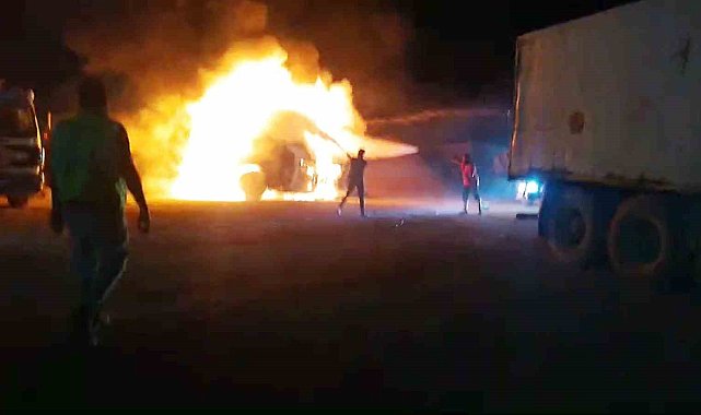 Aydın-Denizli Otoyol şantiyesinde yangın paniği