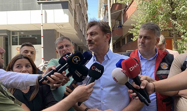 Bahçelievler Belediye Başkanı Bahadır, çatısı kısmen çöken binayı inceledi