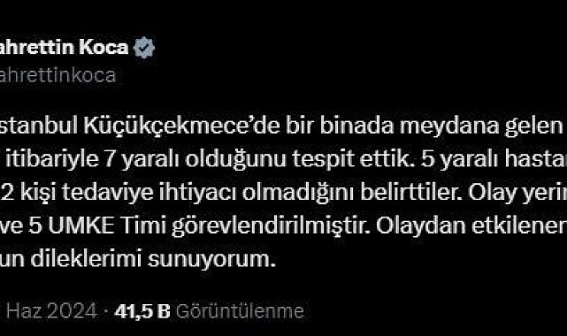Bakan Koca'dan Küçükçekmece'de çöken binayla ilgili açıklama