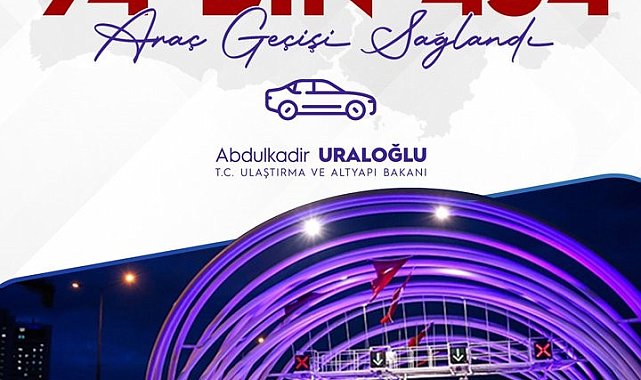 Bakan Uraloğlu: "94 bin 454 birim araç sayısı ile Avrasya Tüneli'nde yeni trafik rekoru kırıldı"