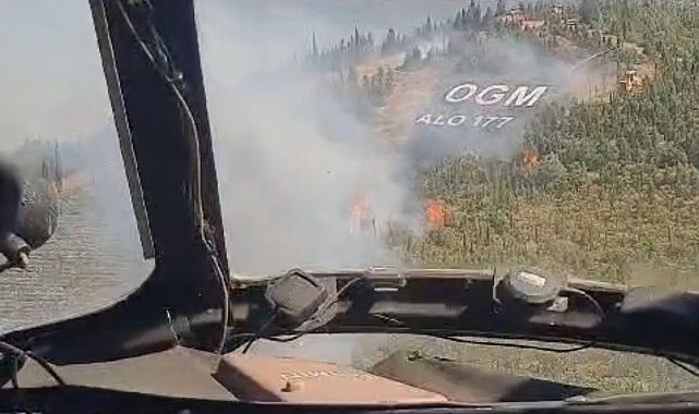 Buca'da orman yangınına havadan ve karadan müdahale sürüyor