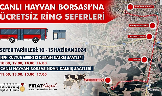 Canlı hayvan borsasına ücretsiz otobüs seferleri