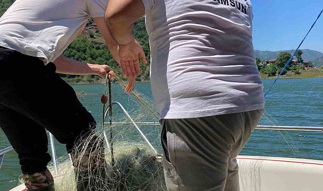 Denetimde yakalanan balıklar suya bırakıldı