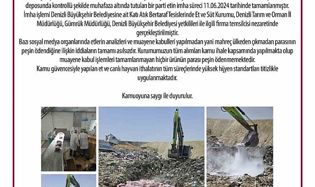 ESK: "Bazı sosyal medya organlarında etlerin analizleri ve muayene kabulleri yapılmadan parasının peşin ödendiğine ilişkin iddiaların tamamı asılsızdır"