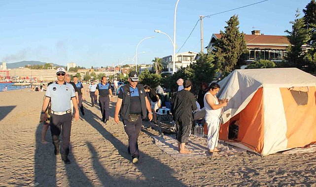 Gemlik sahillerinde çadır operasyonu
