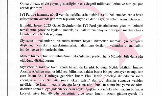 İYİ Parti İstanbul Milletvekili Seyithan İzsiz, partisinden istifa etti