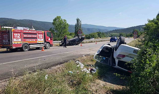 Karabük'te çarpışan iki otomobil takla attı: 1 ölü, 5 yaralı
