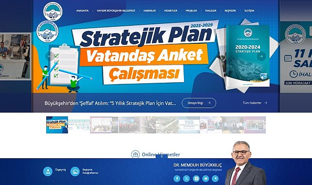 Kayseri Büyükşehir web sitesi, öne çıkan 9 büyükşehir sitesinden birisi oldu