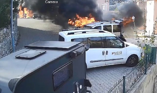 Kendi evini ve araçlarını yakıp, olan biteni böyle izlemiş