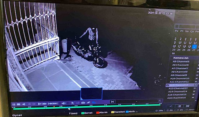 Motosiklet hırsızı kameralara yakalandı