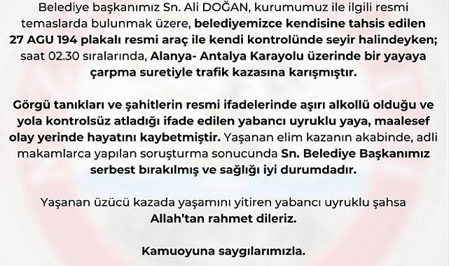 Nizip Belediye Başkanı Doğan'ın çarptığı yaya hayatını kaybetti