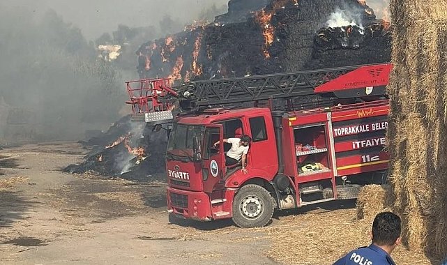 Osmaniye'de saman balyası yangını söndürüldü