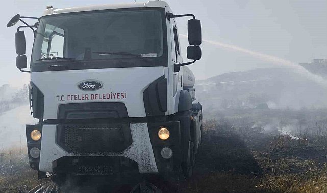 Otluk alan yangına Efeler Belediyesi'nden hızlı müdahale