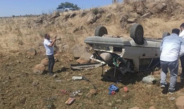 Siverek'te otomobil şarampole yuvarlandı, sürücü yaralandı