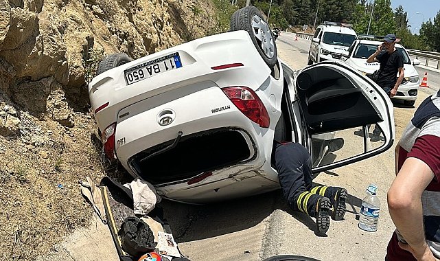 Sulama kanalına devrilen otomobil sürücüsü yaralandı