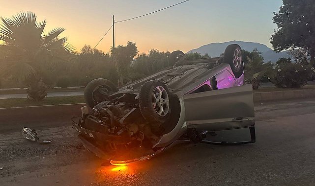 Takla atan araçtan burnu bile kanamadan çıktı