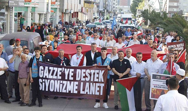 Tekkeköy'de İsrail'e lanet, Filistin'e destek yürüyüşü