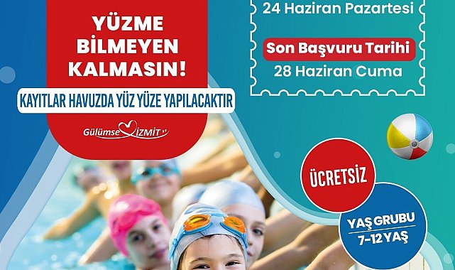 Ücretsiz yüzme kursu için son başvuru tarihi 28 Haziran