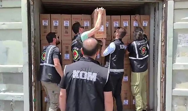 Yılport Limanı'nda 31 bin 500 paket gümrük kaçağı sigara ele geçirildi