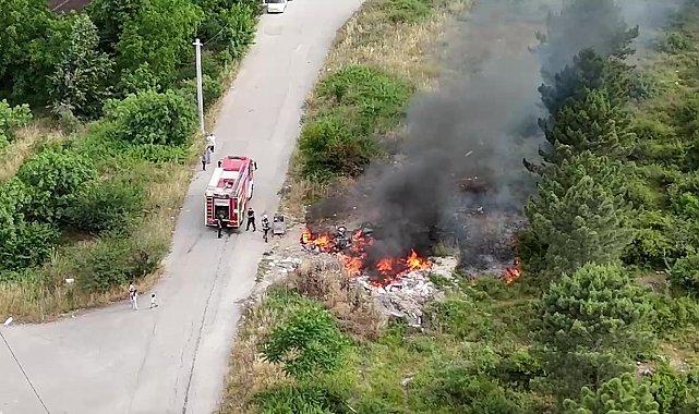 Yol kenarına bırakılan atıklar yangına sebep oldu