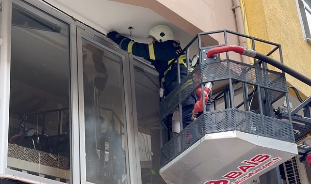 Yuvadan düşen yavru kırlangıca itfaiye yardımı