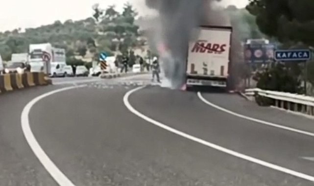 Aydın-Muğla karayolunda tır yandı