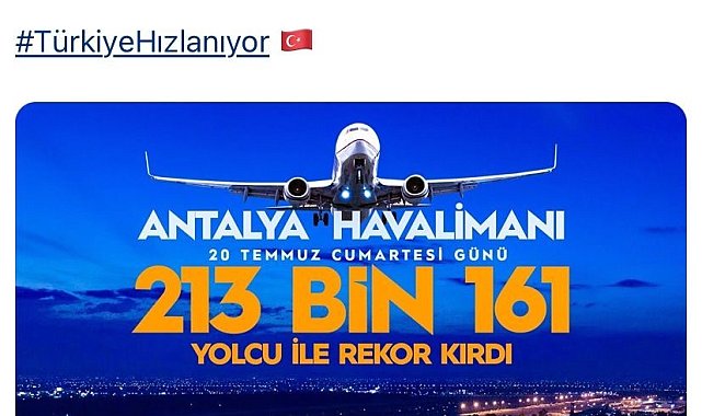 Bakan Uraloğlu Antalya Havalimanı'nın yeni rekorunu duyurdu