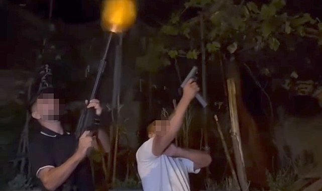 Beykoz'da uzun namlulu silahlarla asker eğlencesi kamerada