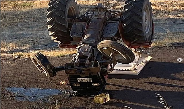 D100'de otomobil ile çarpışan traktör takla attı: 4 yaralı