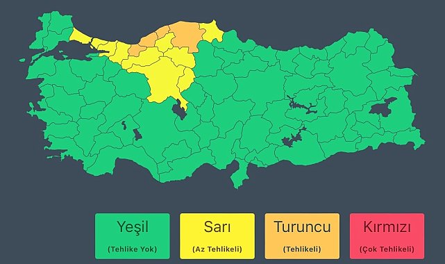 Düzce için turuncu uyarı