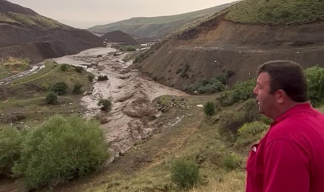 Erzurum'da yağış sonrası korkutan manzara