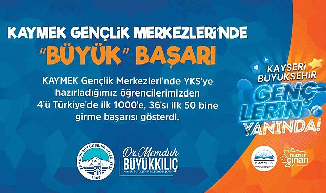 KAYMEK Gençlik Merkezleri'nden YKS'de büyük başarı