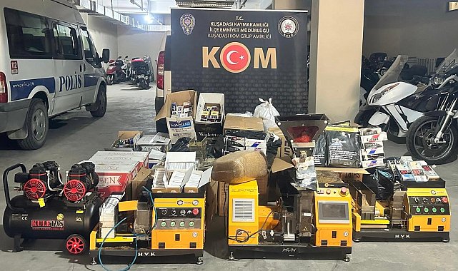 Kuşadası'nda kaçak sigara imalathanesine baskın