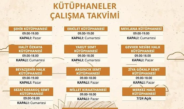 Kütüphanelerde çalışma takvimi güncellendi