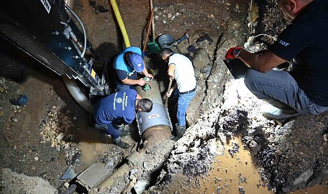 MASKİ ekipleri gece boyunca çalışarak arızayı giderdi