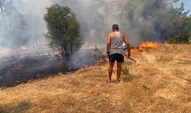 Milas yangınına havadan karadan müdahale