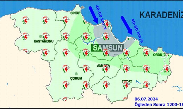Orta Karadeniz'e su baskını, sel, heyelan ve yıldırım uyarısı