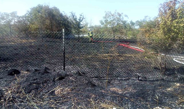 Otobandan atılan sigara izmariti yangın çıkardı