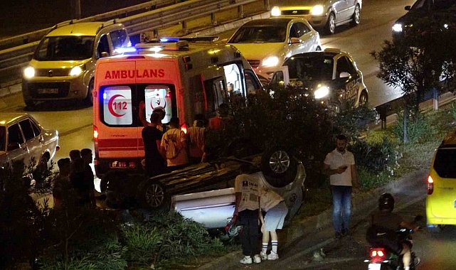 Otomobille takla attılar, 'tesadüfle' kurtuldular
