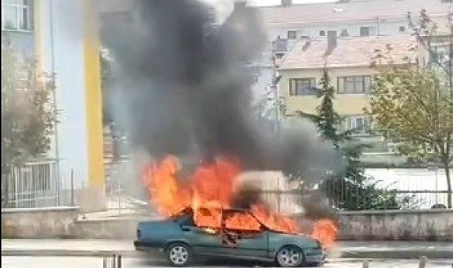 Park halindeki araç küle döndü