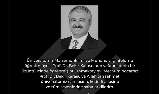 Rektör Özcan'dan 'Prof. Dr. Bekir Karasu' için taziye mesajı