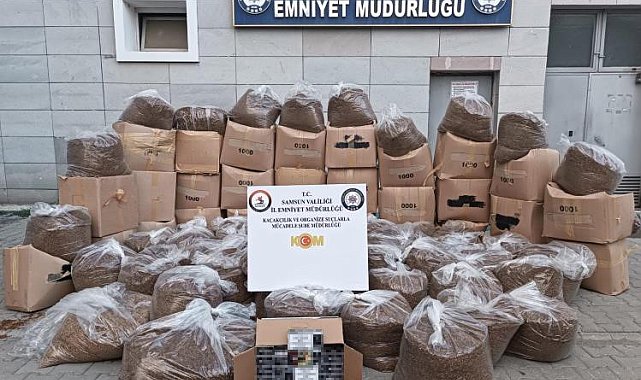 Samsun'da 1,2 ton kaçak tütün ve 10 bin sahte makaron ele geçirildi