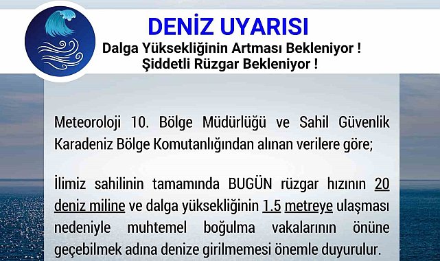 Samsun'da yüksek dalga ve rüzgar uyarısı