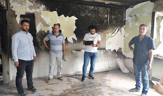Şehzadeler Belediyesinden evi yanan aileye destek