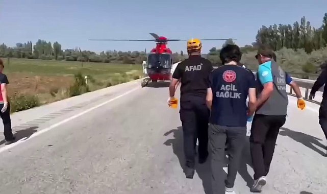 Trafik kazasına helikopterli müdahale