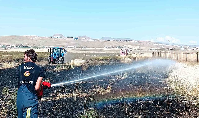 Van'da tarla yangını