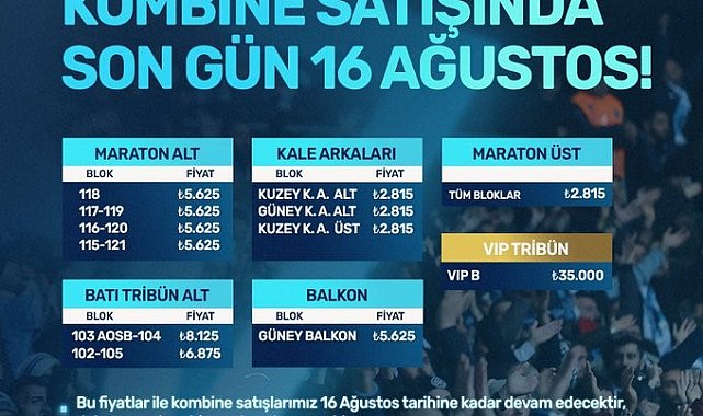 Adana Demirspor'un kombine satışlarında son gün 16 Ağustos